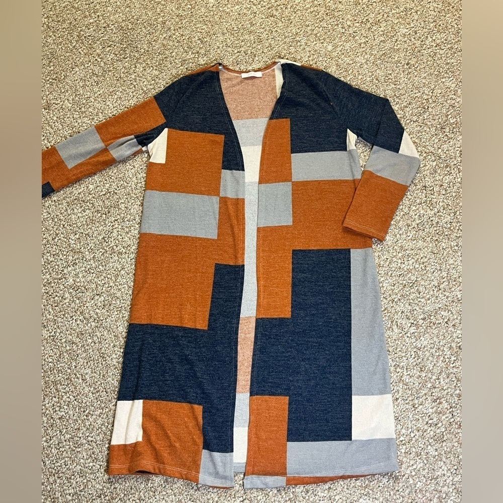 Color block cardigan duster